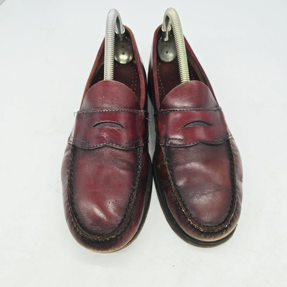 GH Bass Penny Loafers Mens 9 D  Red Burgundy Weejuns Leather Dress Shoes